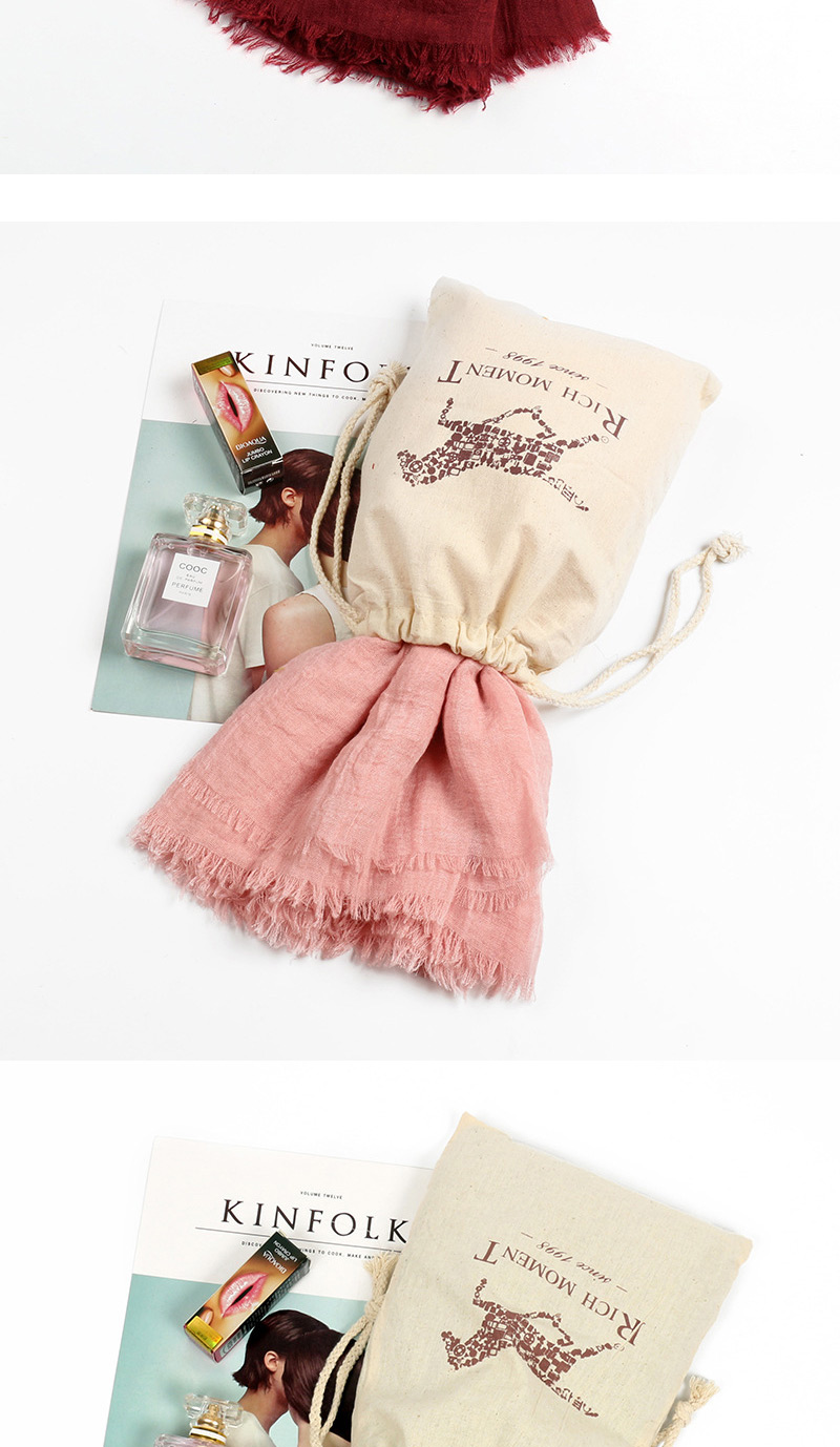 Fashion Pink Tassel Decorated Pure Color Scarf(with Bag),Thin Scaves