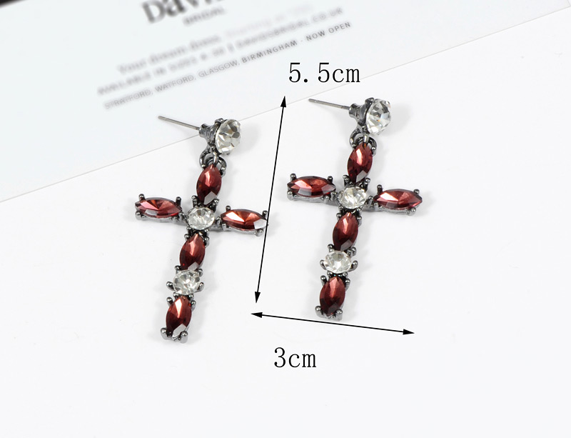 Elegant Red Cross Shape Design Long Earrings,Drop Earrings