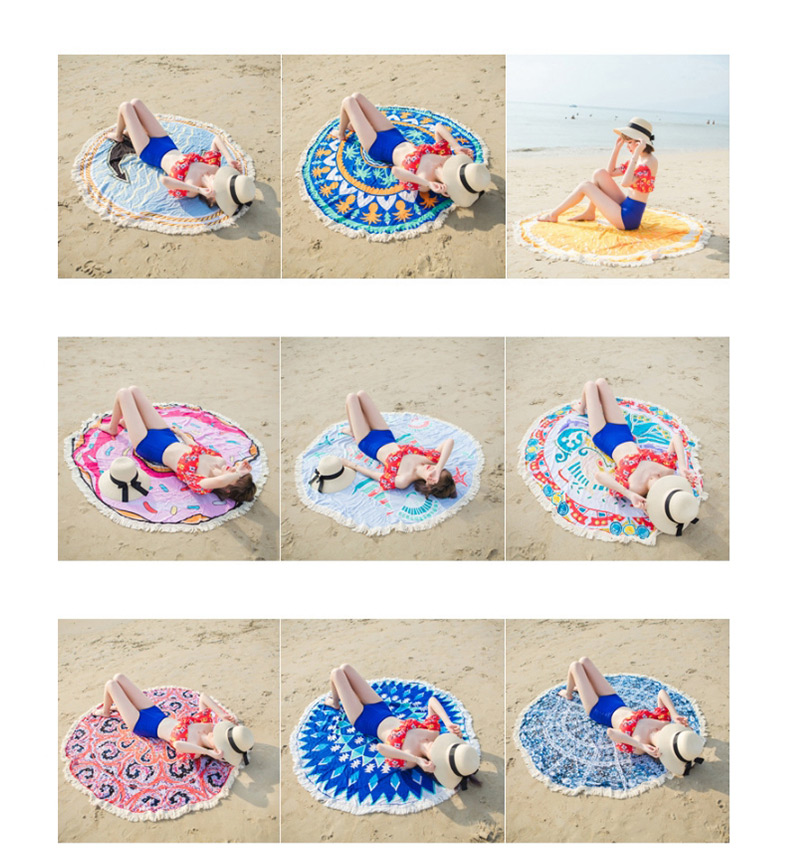 Fashion Blue+white Rhomboid Shape Pattern Decorated Beach Towel,Cover-Ups