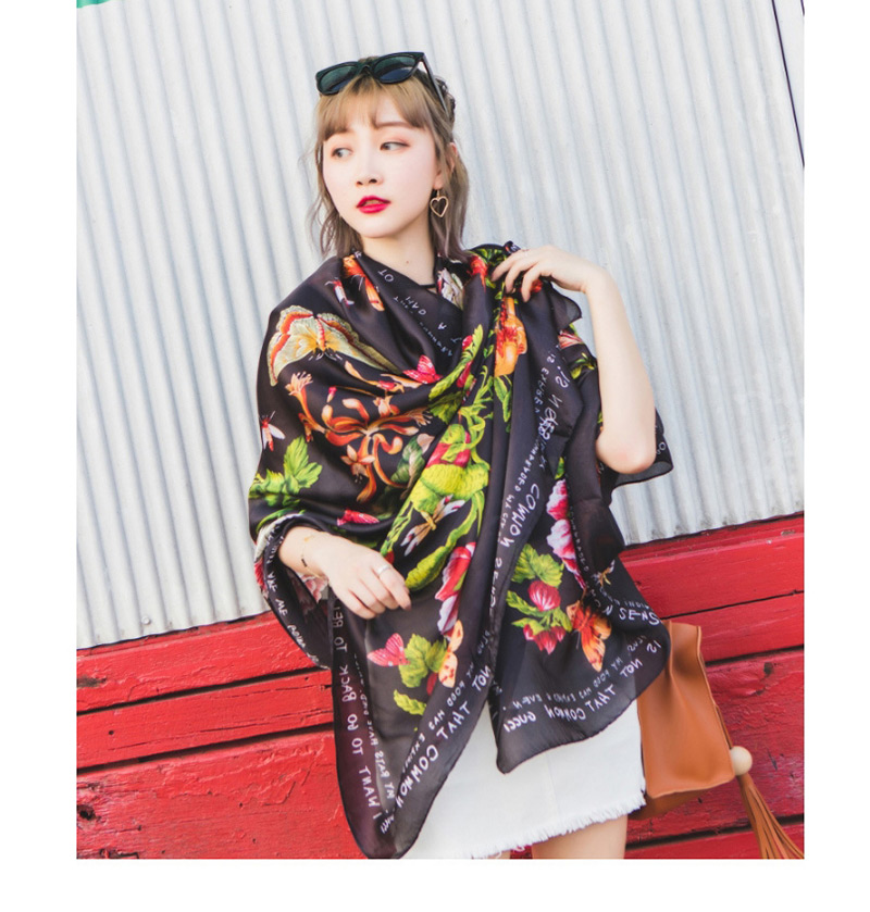 Fashion Black Tree&flowers Pattern Decorated Scarf,Thin Scaves