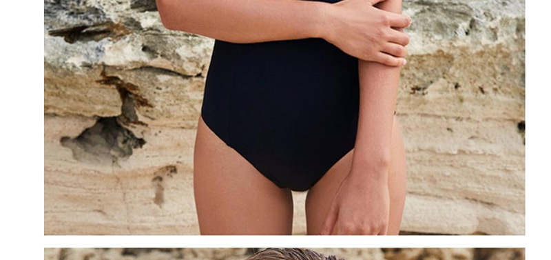 Sexy Black Off Shoulder Design Pure Color Swimwear,One Pieces