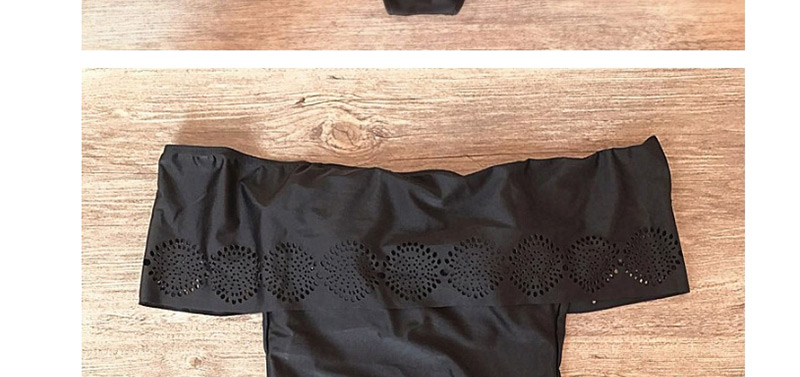 Sexy Black Off Shoulder Design Pure Color Swimwear,One Pieces
