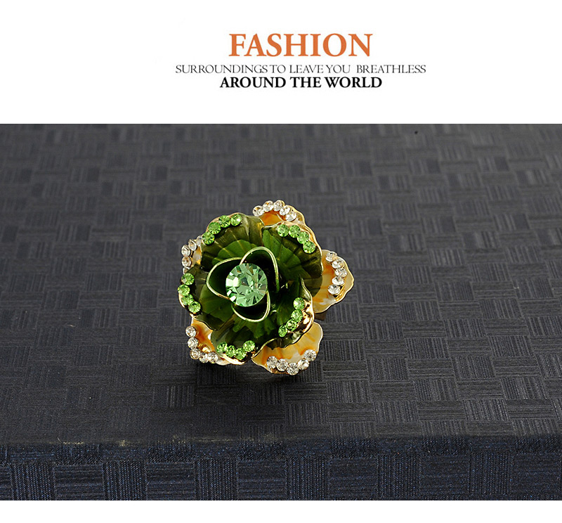 Fashion Green Flower Shape Decorated Ring,Fashion Rings
