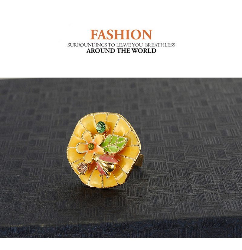 Fashion Yellow Flowers&diamond Decorated Ring,Fashion Rings
