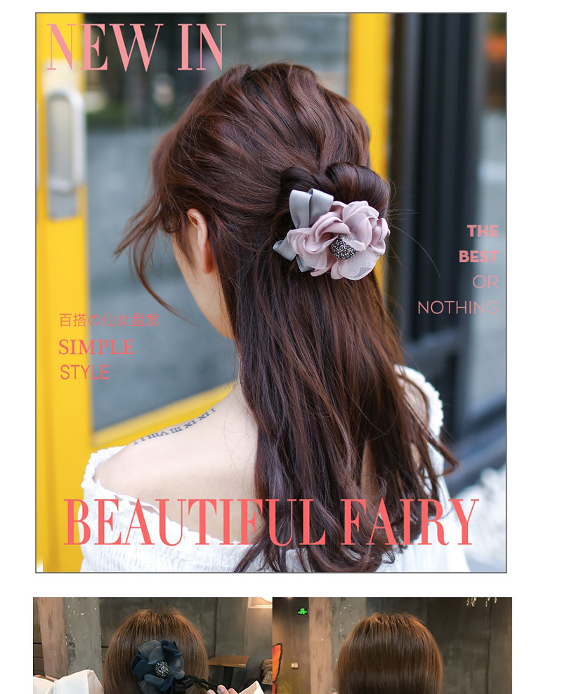 Lovely Dark Gray Pearl&flower Decorated Hair Curler,Hair Ribbons
