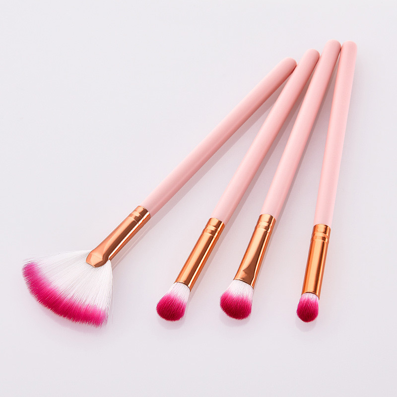 Fashion Pink Sector Shape Decorated Cosmetic Brush(4pcs),Beauty tools