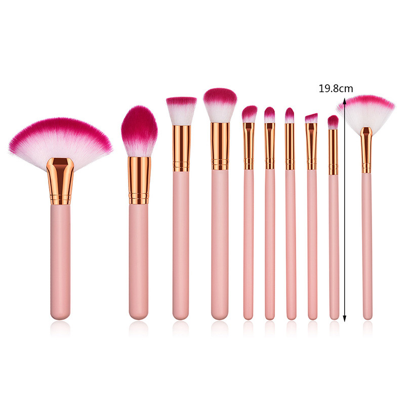 Fashion Pink Sector Shape Decorated Cosmetic Brush(10pcs),Beauty tools