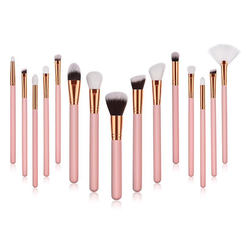 Fashion Pink Round Shape Decorated Makeup Brush(15 Pcs),Beauty tools