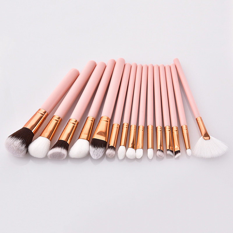 Fashion Pink Round Shape Decorated Makeup Brush(15 Pcs),Beauty tools