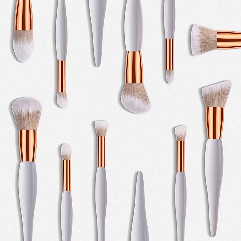 Fashion White Round Shape Decorated Makeup Brush(10 Pcs),Beauty tools