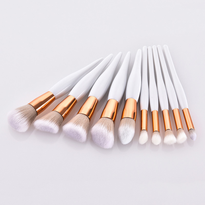 Fashion White Round Shape Decorated Makeup Brush(10 Pcs),Beauty tools