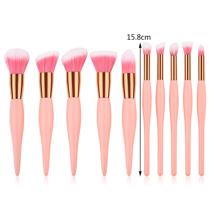 Fashion Pink Round Shape Decorated Makeup Brush(10 Pcs),Beauty tools