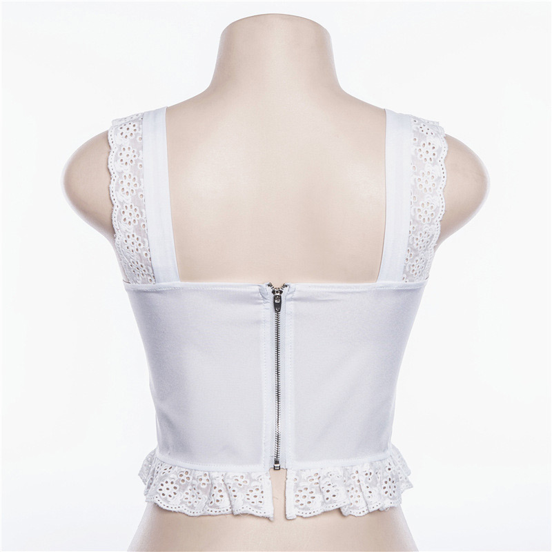 Fashion White Hollow Out Design Suspender Vest,Tank Tops & Camis