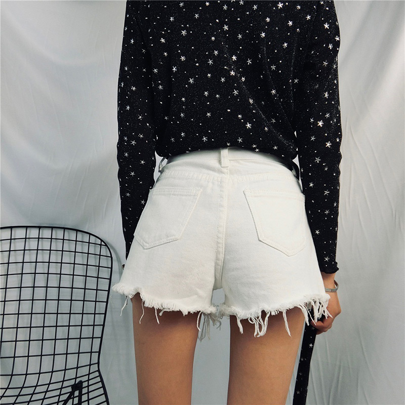 Fashion White Hollow Out Design Pure Color Pants,Shorts