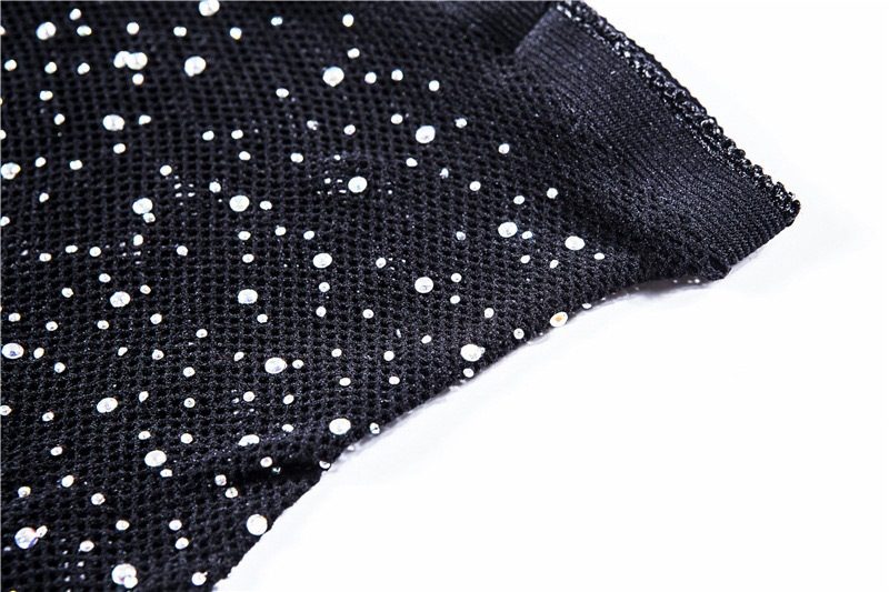 Fashion Black Diamond Decorated Grid Socks,Tattoo Stockings