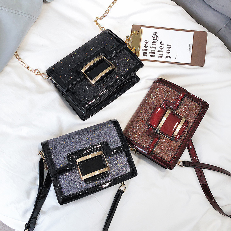Fashion Black Paillette Decorated Square Shape Bag,Messenger bags