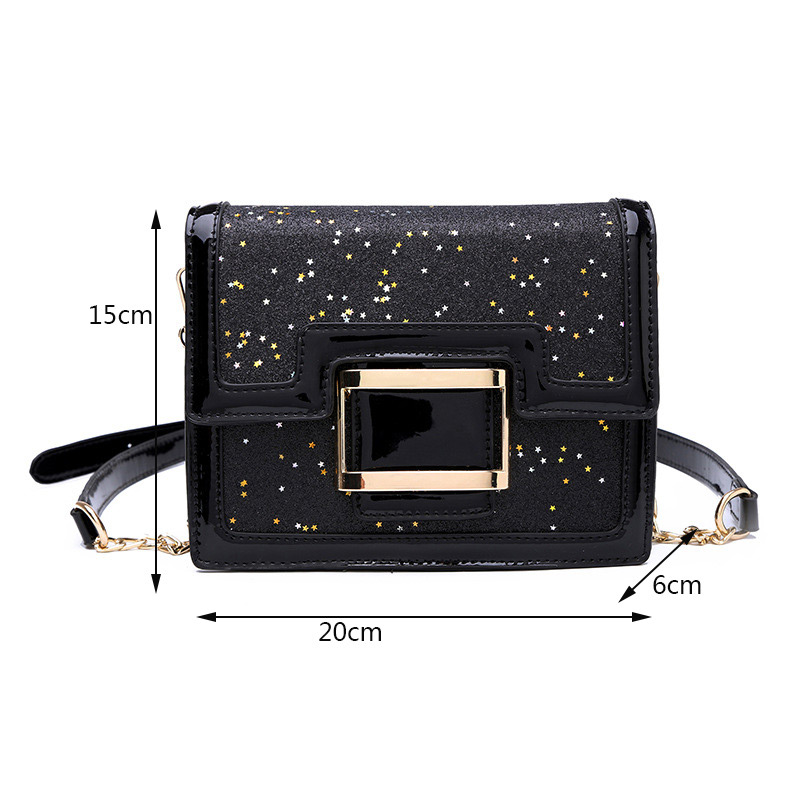 Fashion Black Paillette Decorated Square Shape Bag,Messenger bags