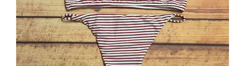 Sexy Red Stripe Pattern Decorated High Neckline Swimwear,Bikini Sets
