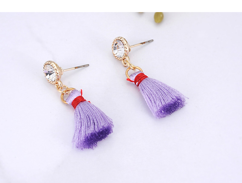 Fashion Light Purple Tassel Decorated Pure Color Earrings,Drop Earrings