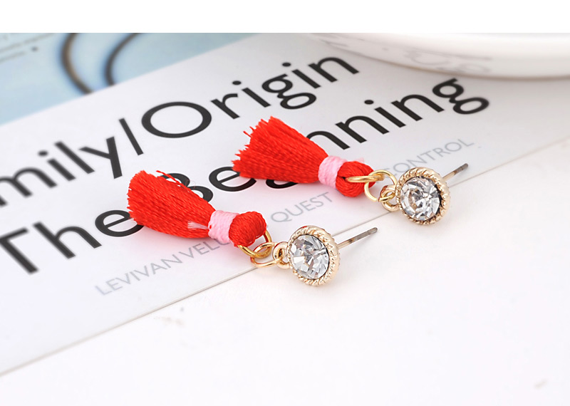 Fashion Light Orange Tassel Decorated Pure Color Earrings,Drop Earrings