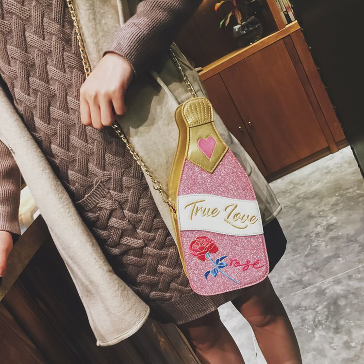 Fashion Pink Bottle Shape Decorated Bag,Shoulder bags