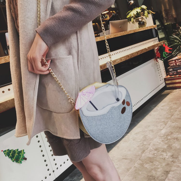 Fashion Silver Color Coconut Shape Decorated Bag,Shoulder bags