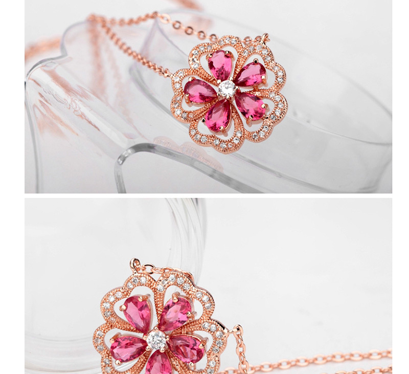 Fashion Rose Gold Hollow Out Design Flower Necklace,Necklaces