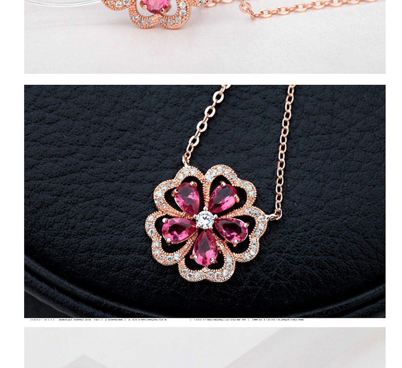 Fashion Rose Gold Hollow Out Design Flower Necklace,Necklaces
