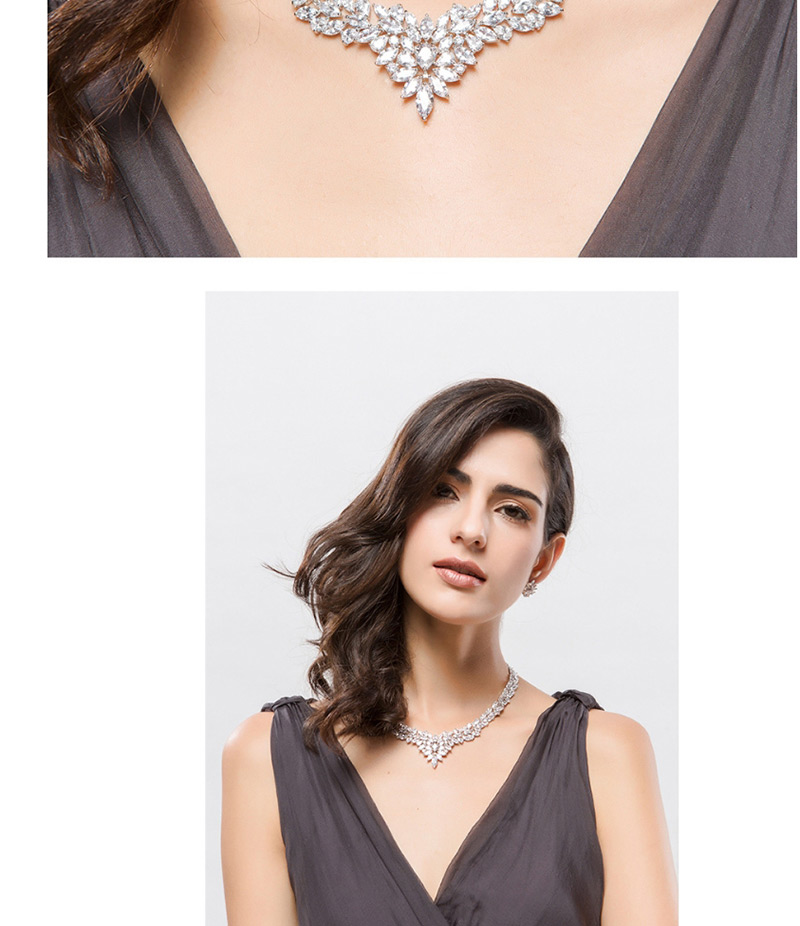 Elegant White Full Diamond Decorated Necklace,Necklaces
