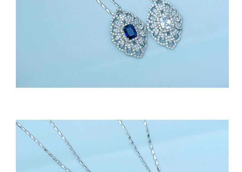 Fashion Dark Blue Hollow Out Shape Design Flower Necklace,Necklaces