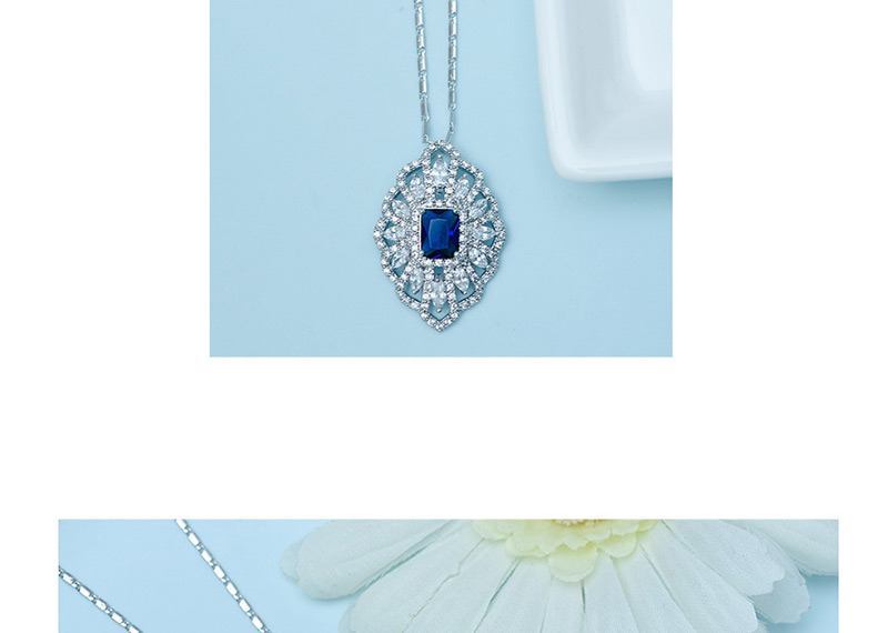 Fashion Dark Blue Hollow Out Shape Design Flower Necklace,Necklaces