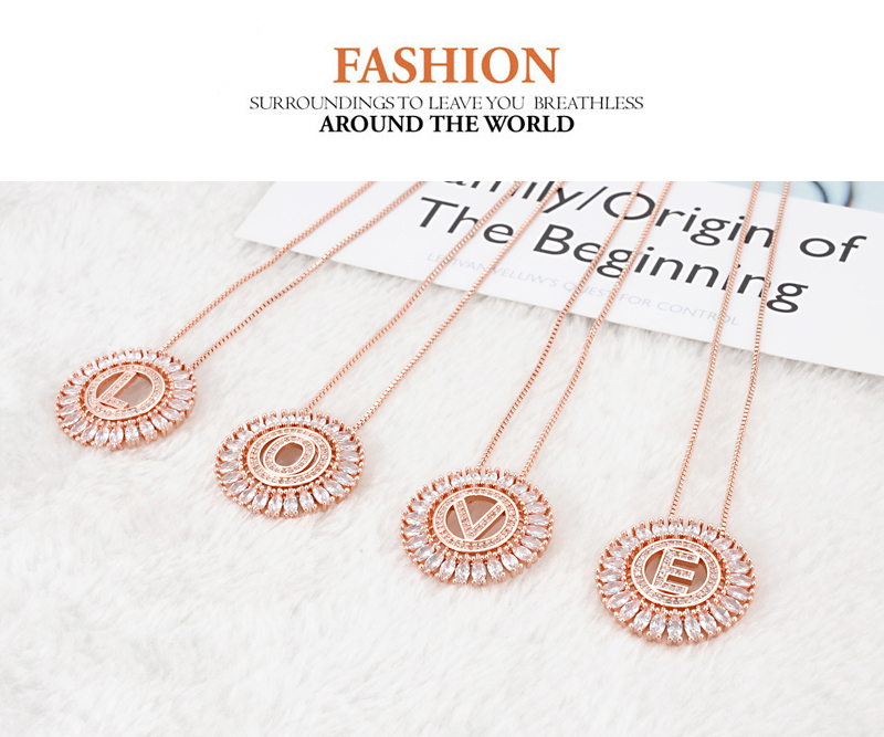 Fashion Rose Gold A Letter Shape Decorated Necklace,Necklaces