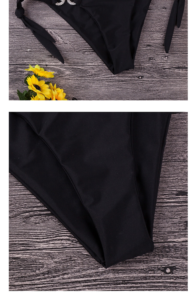Sexy Black Pure Color Decorated Bikini(2pcs),Bikini Sets