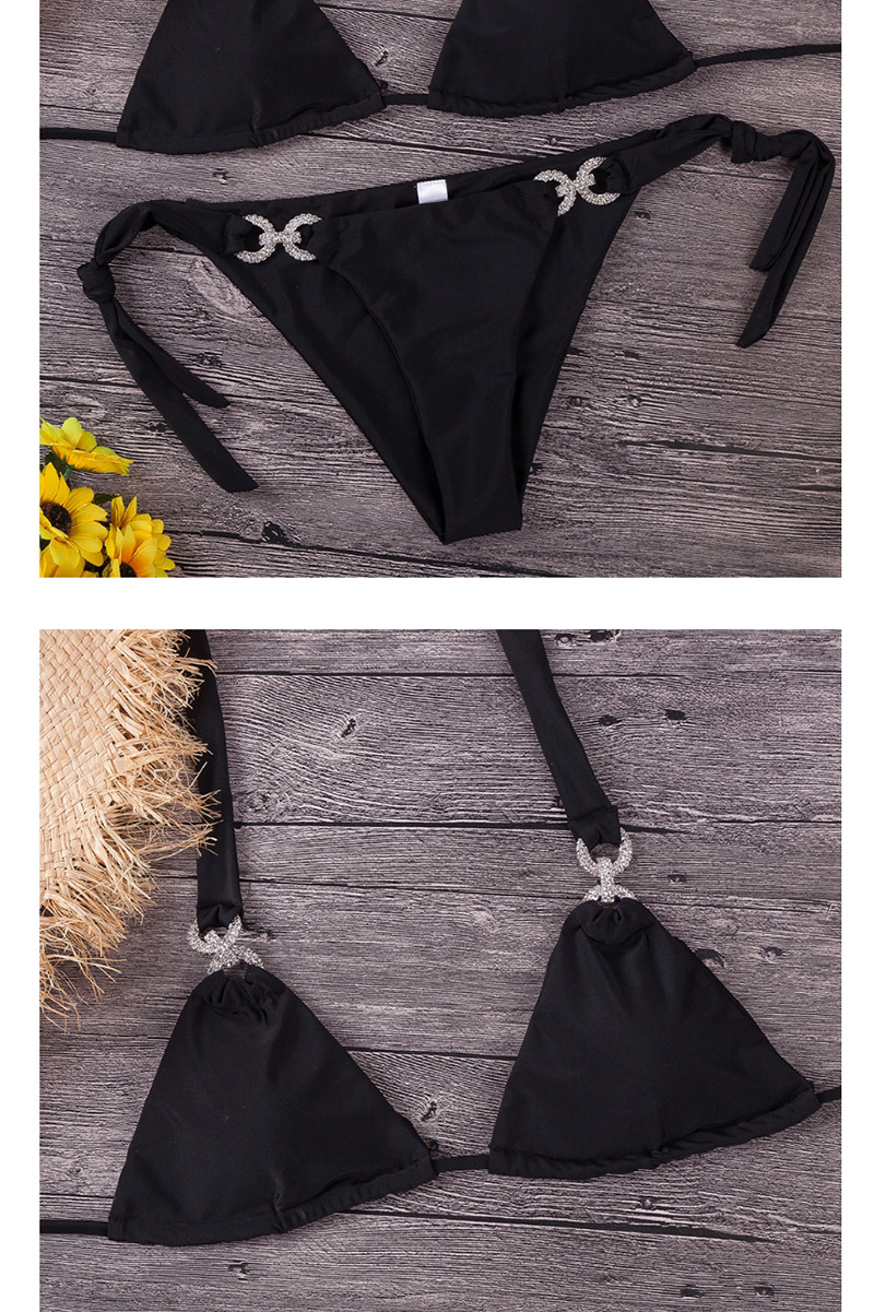 Sexy Black Pure Color Decorated Bikini(2pcs),Bikini Sets