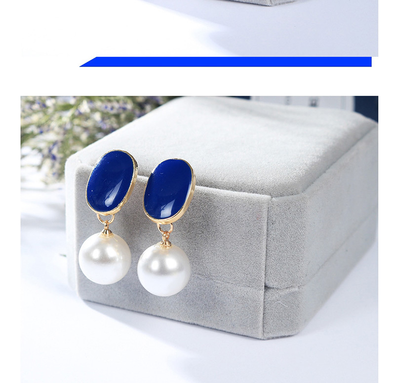 Fashion Sapphire Blue Oval Shape Decorated Earrings,Stud Earrings