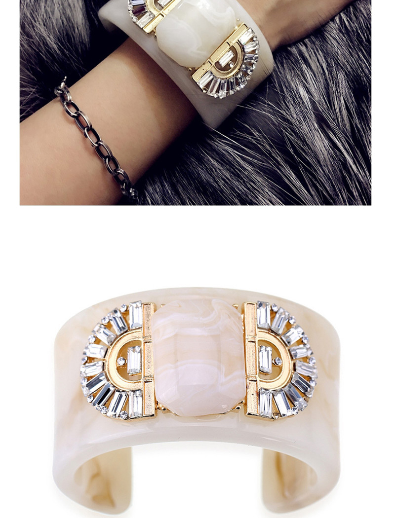 Fashion Beige Semicircle Shape Decorated Opening Bracelet,Fashion Bangles