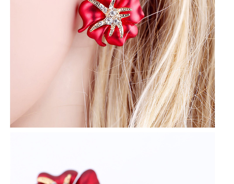 Fashion Red Flower Shape Design Earrings,Stud Earrings