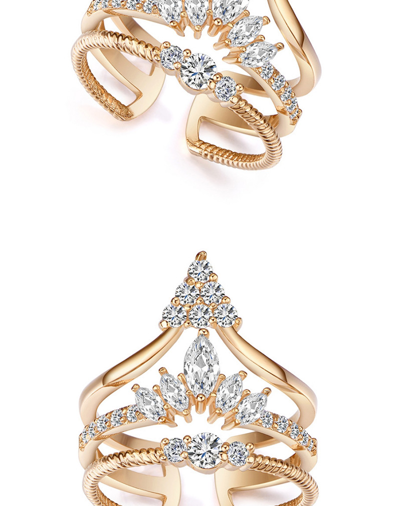 Fashion Gold Color Multi-layer Design Crown Shape Opening Ring,Fashion Rings