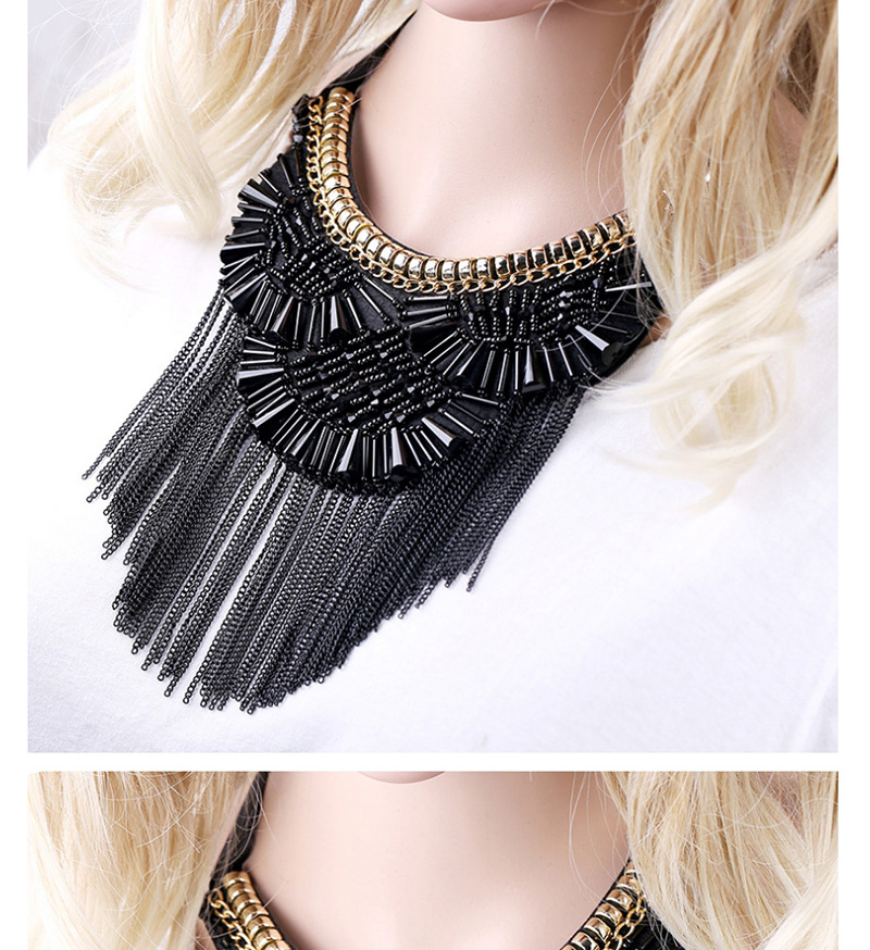 Fashion Blue Tassel Decorated Necklace,Chokers