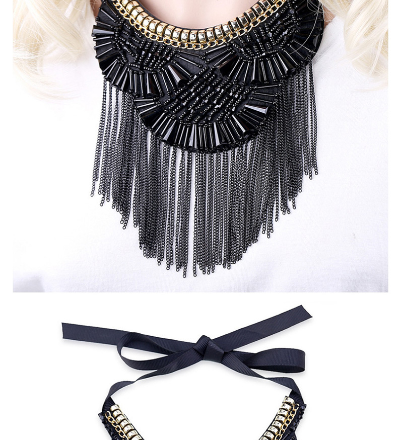 Fashion Black Tassel Decorated Necklace,Chokers