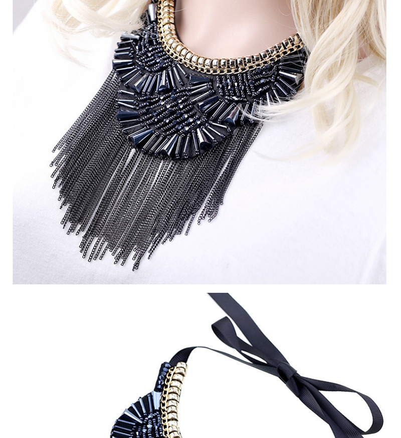 Fashion Black Tassel Decorated Necklace,Chokers