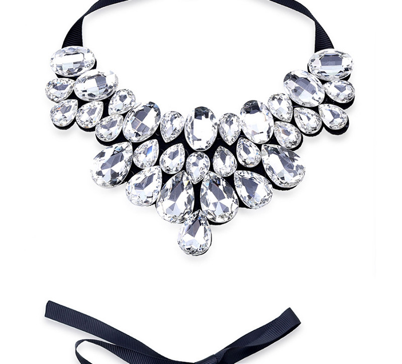 Fashion White Full Diamond Decorated Necklace,Thin Scaves