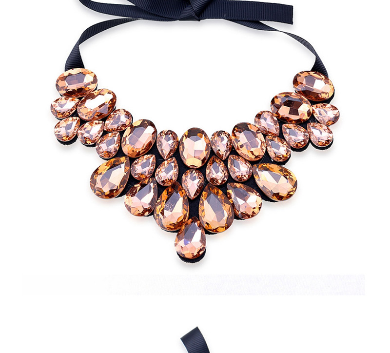 Fashion Orange Full Diamond Decorated Necklace,Chokers