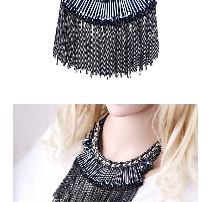 Fashion Blue Tassel Decorated Necklace,Thin Scaves