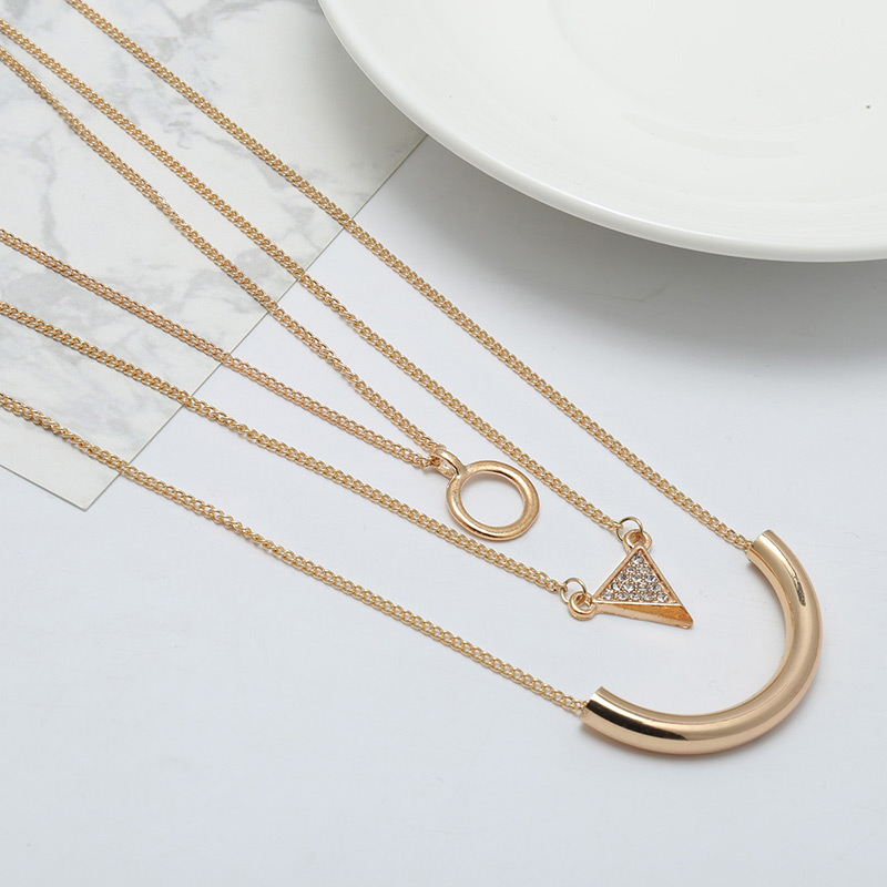 Fashion Gold Color Triangle Shape Decorated Necklace,Thin Scaves