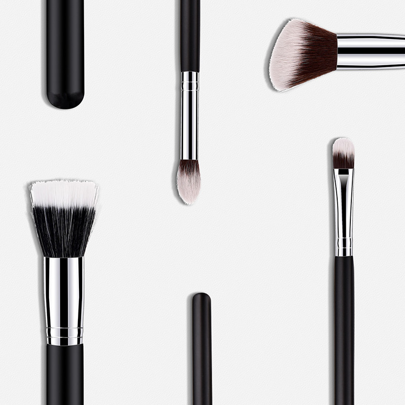 Fashion Black Round Shape Decorated Makeup Brush(4 Pcs),Beauty tools