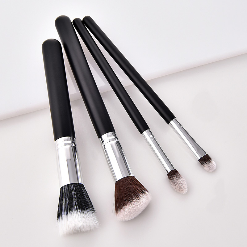 Fashion Black Round Shape Decorated Makeup Brush(4 Pcs),Beauty tools