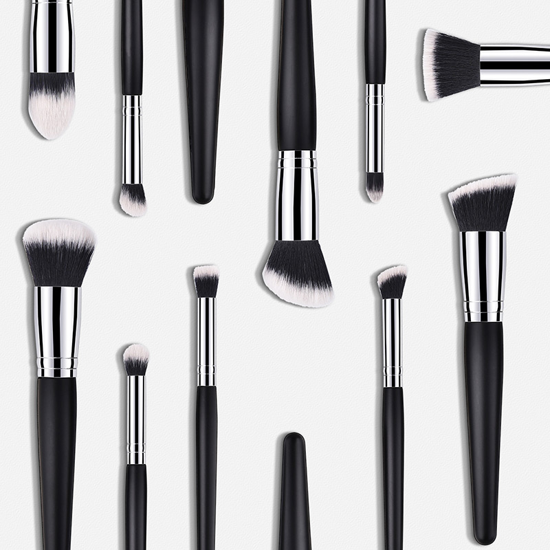 Fashion Black Pure Color Decorated Makeup Brush (4 Pcs ),Beauty tools
