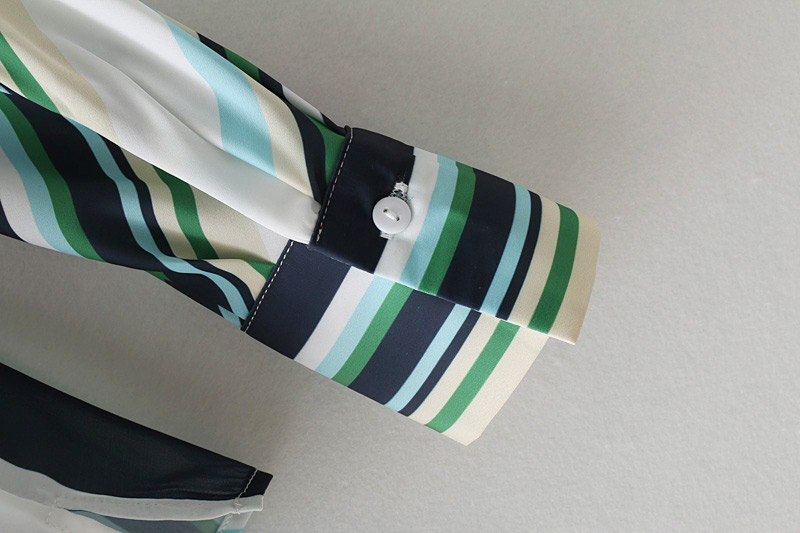 Fashion Green+white Stripe Pattern Decorated Shirt,Sunscreen Shirts