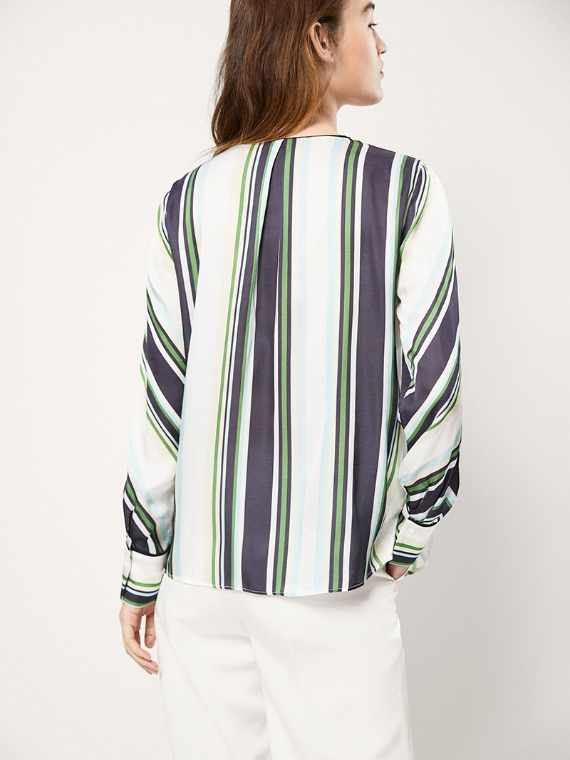 Fashion Green+white Stripe Pattern Decorated Shirt,Sunscreen Shirts
